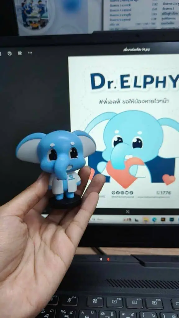 อาร์ตทอยมาสคอตช้างสีฟ้า Dr.Elphy งานผลิตให้แบรนด์ รับผลิต Art Toy TKK3D